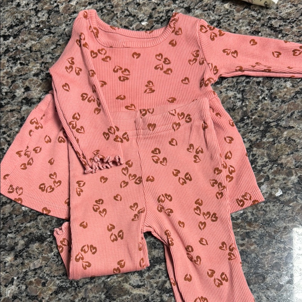 Pink Heart Patterned Baby Outfit